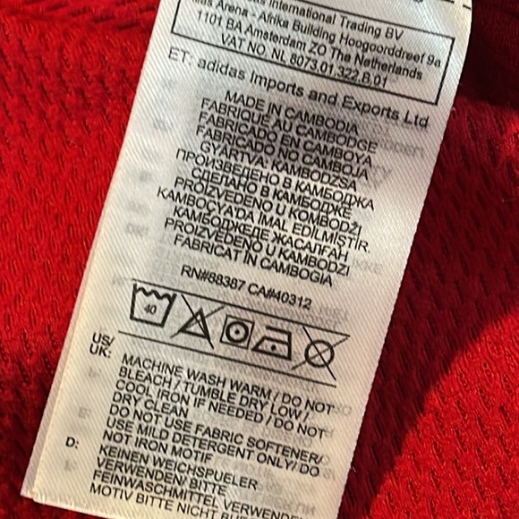 ADIDAS Red/Coral Athletic Hoodie Shirt SZ L Large Logo Spellout CLIMAWARM - Picture 5 of 11